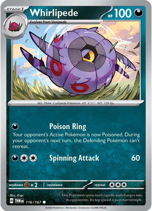 116/167 Whirlipede - SCARLET AND VIOLET: TWILIGHT MASQUERADE - Pokemon Single Card