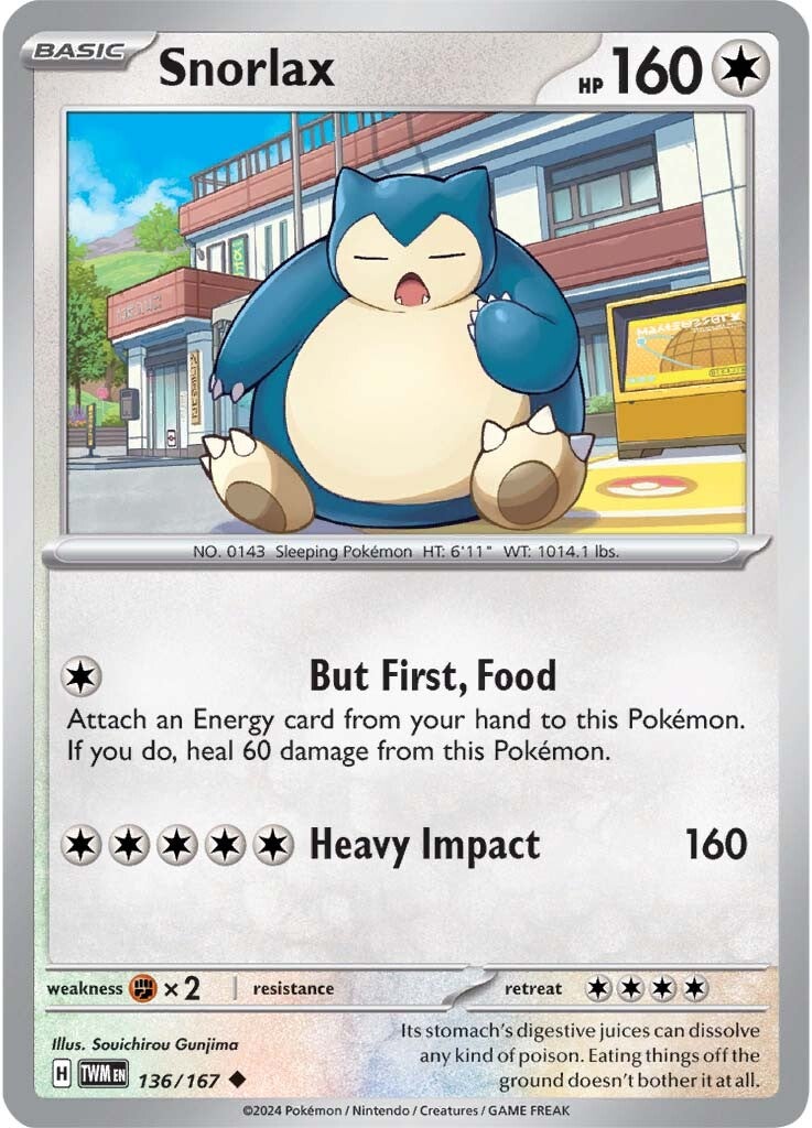 136/167 Snorlax - SCARLET AND VIOLET: TWILIGHT MASQUERADE - Pokemon Single Card