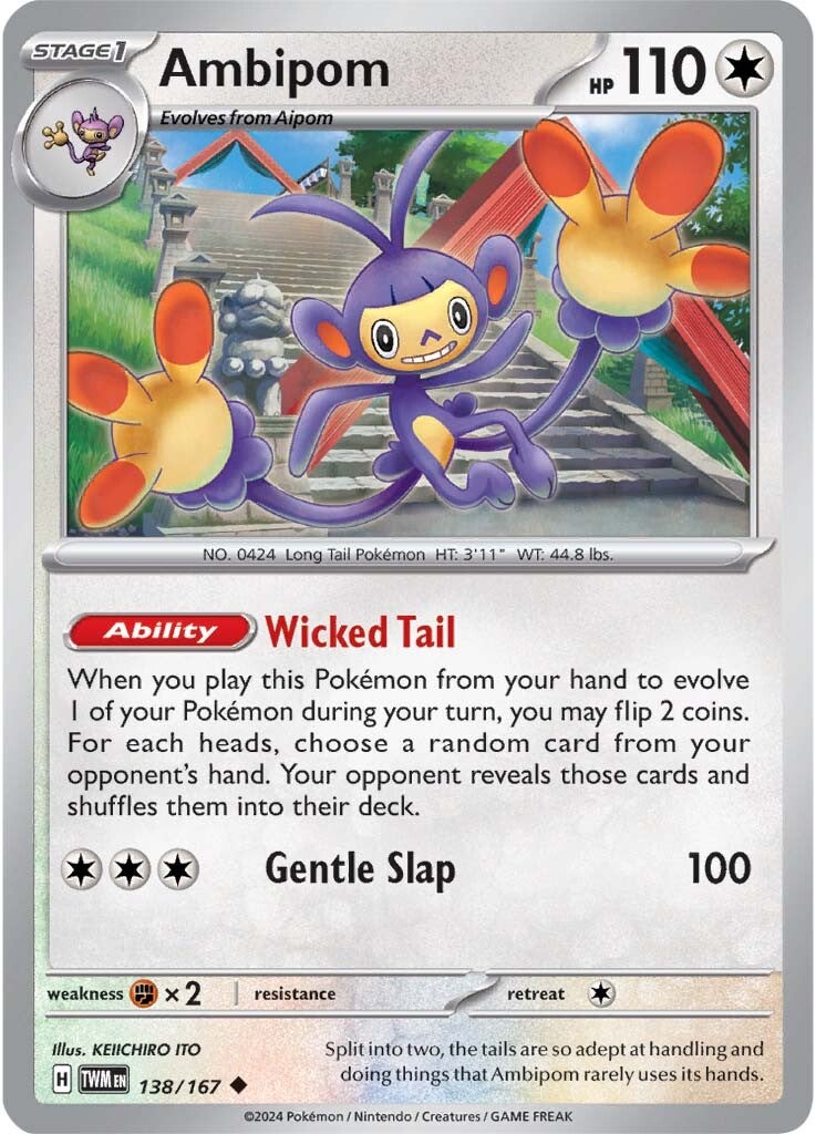 138/167 Ambipom - SCARLET AND VIOLET: TWILIGHT MASQUERADE - Pokemon Single Card