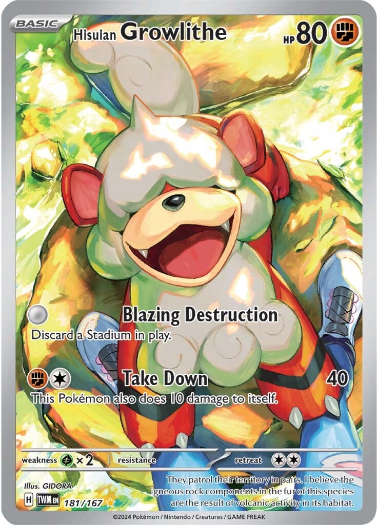 181/167 Hisuian Growlithe ILLUSTRATION RARE - SCARLET AND VIOLET: TWILIGHT MASQUERADE - Pokemon Single Card