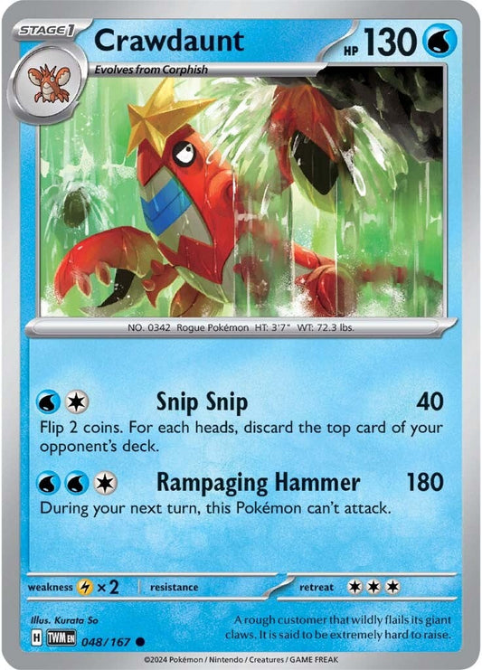 048/167 Crawdaunt - SCARLET AND VIOLET: TWILIGHT MASQUERADE - Pokemon Single Card