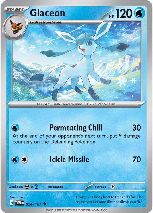 054/167 Glaceon - SCARLET AND VIOLET: TWILIGHT MASQUERADE - Pokemon Single Card