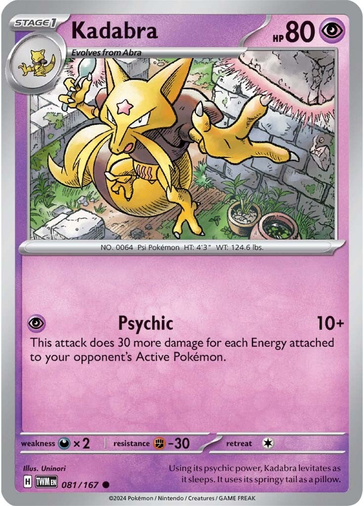 081/167 Kadabra - SCARLET AND VIOLET: TWILIGHT MASQUERADE - Pokemon Single Card