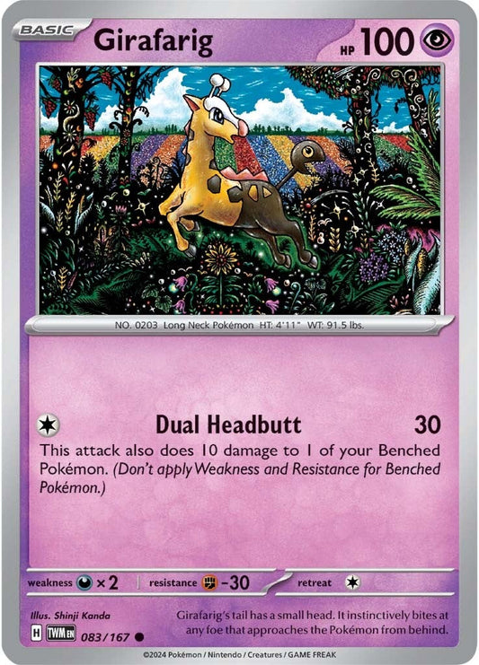 083/167 Girafarig - SCARLET AND VIOLET: TWILIGHT MASQUERADE - Pokemon Single Card