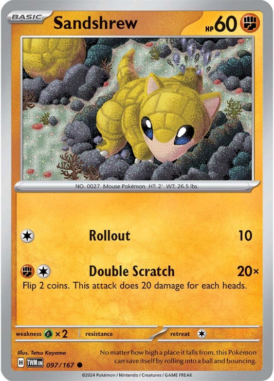 097/167 Sandshrew - SCARLET AND VIOLET: TWILIGHT MASQUERADE - Pokemon Single Card