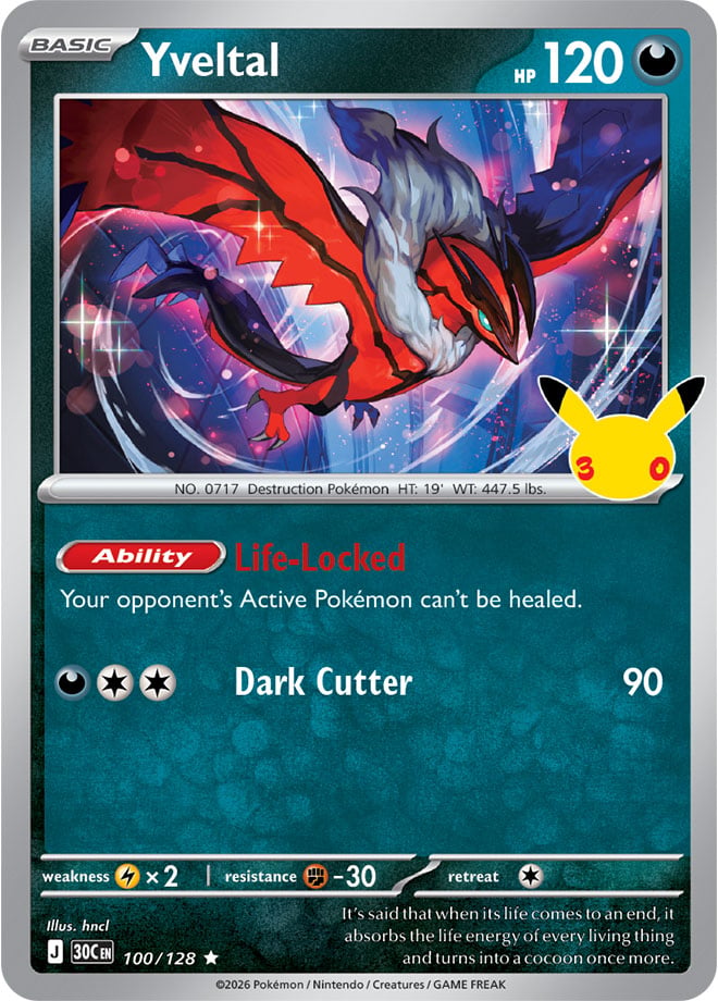 Yveltal 100/128 - POKEMON: 30TH CELEBRATION - Pokemon Single Card