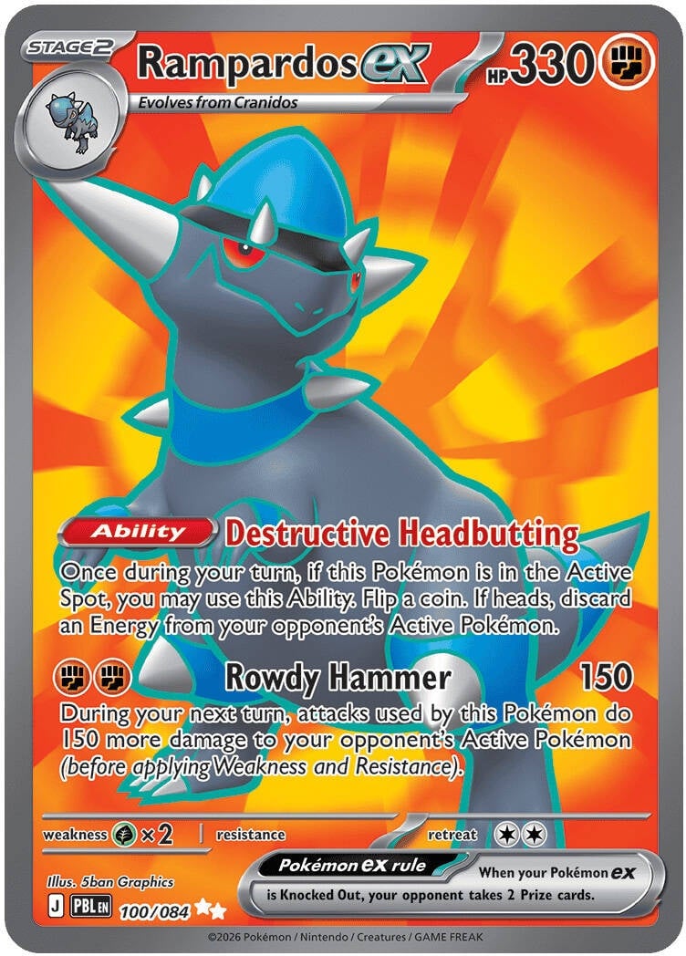 Rampardos ex 100/084 - POKEMON MEGA EVOLUTION: PITCH BLACK - Pokemon Single Card