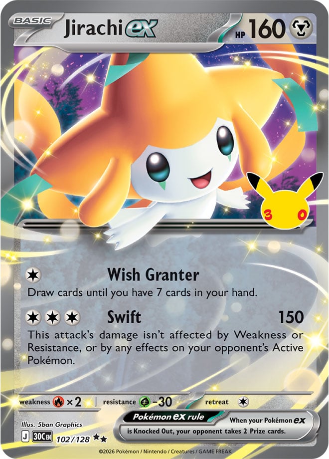 Jirachi ex 102/128 - POKEMON: 30TH CELEBRATION - Pokemon Single Card