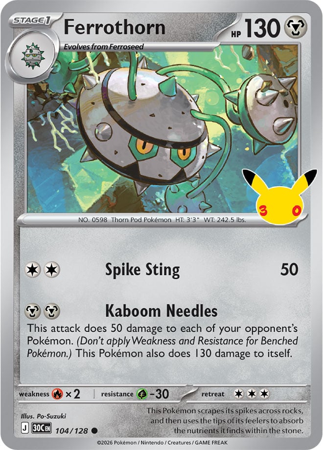 Ferrothorn 104/128 - POKEMON: 30TH CELEBRATION - Pokemon Single Card