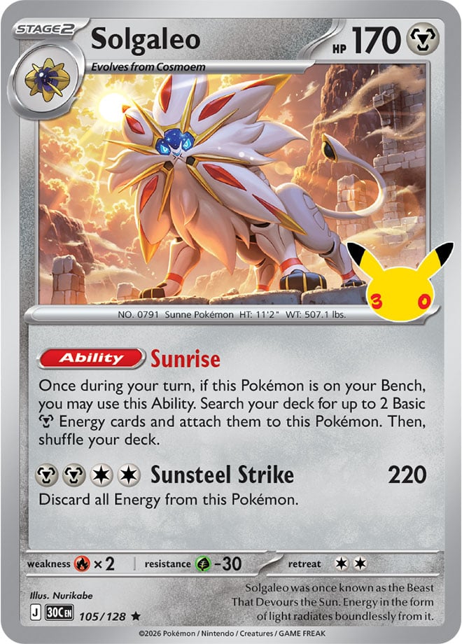 Solgaleo 105/128 - POKEMON: 30TH CELEBRATION - Pokemon Single Card