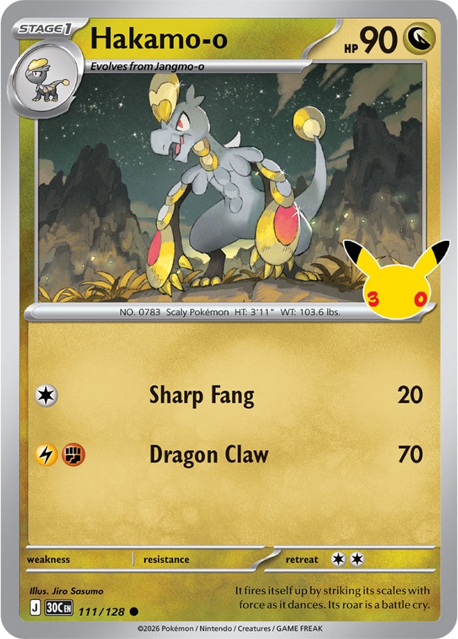 Hakamo-o 111/128 - POKEMON: 30TH CELEBRATION - Pokemon Single Card