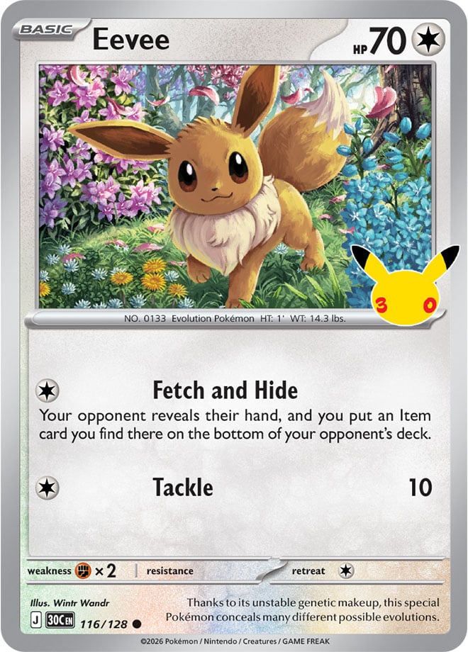 Eevee 116/128 - POKEMON: 30TH CELEBRATION - Pokemon Single Card