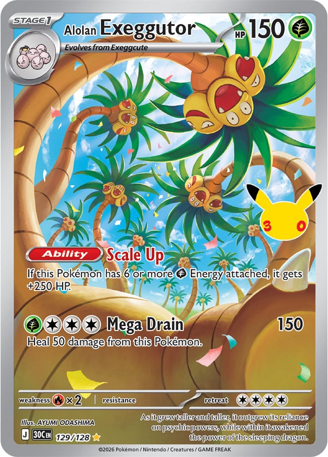 Alolan Exeggutor 129/128 - POKEMON: 30TH CELEBRATION - Pokemon Single Card