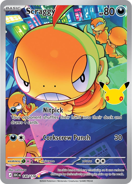 Scraggy 140/128 - POKEMON: 30TH CELEBRATION - Pokemon Single Card