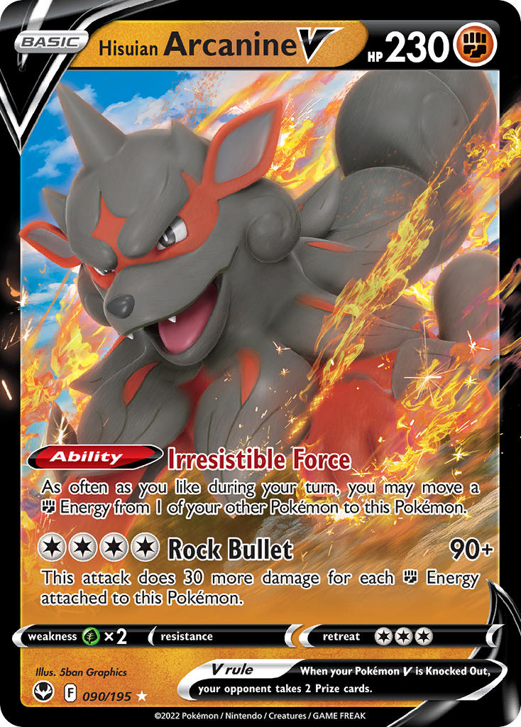 Hisuian Arcanine V 090/195 - POKEMON SWORD & SHIELD: SILVER TEMPEST