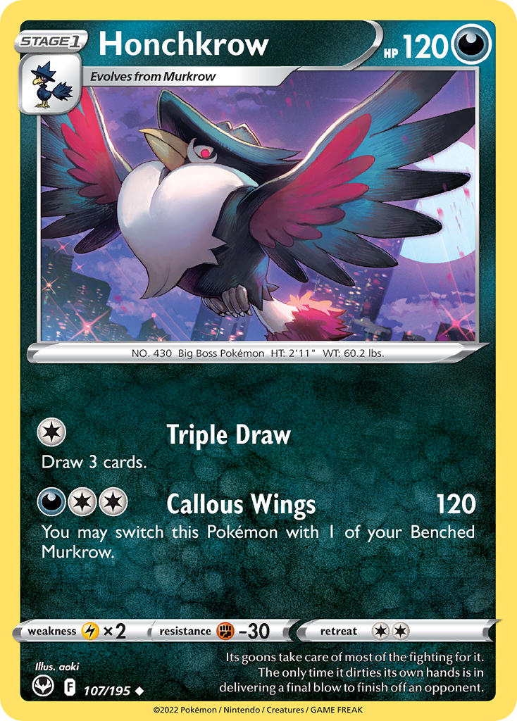 Honchkrow 107/195 - POKEMON SWORD & SHIELD: SILVER TEMPEST
