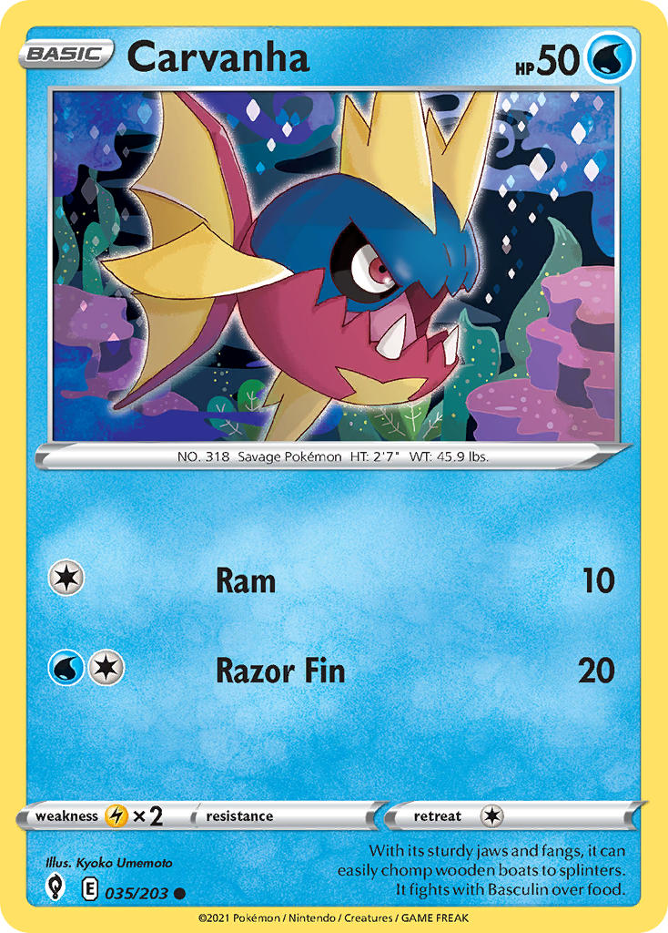 Carvanha 035/203 - POKEMON SWORD & SHIELD: EVOLVING SKIES