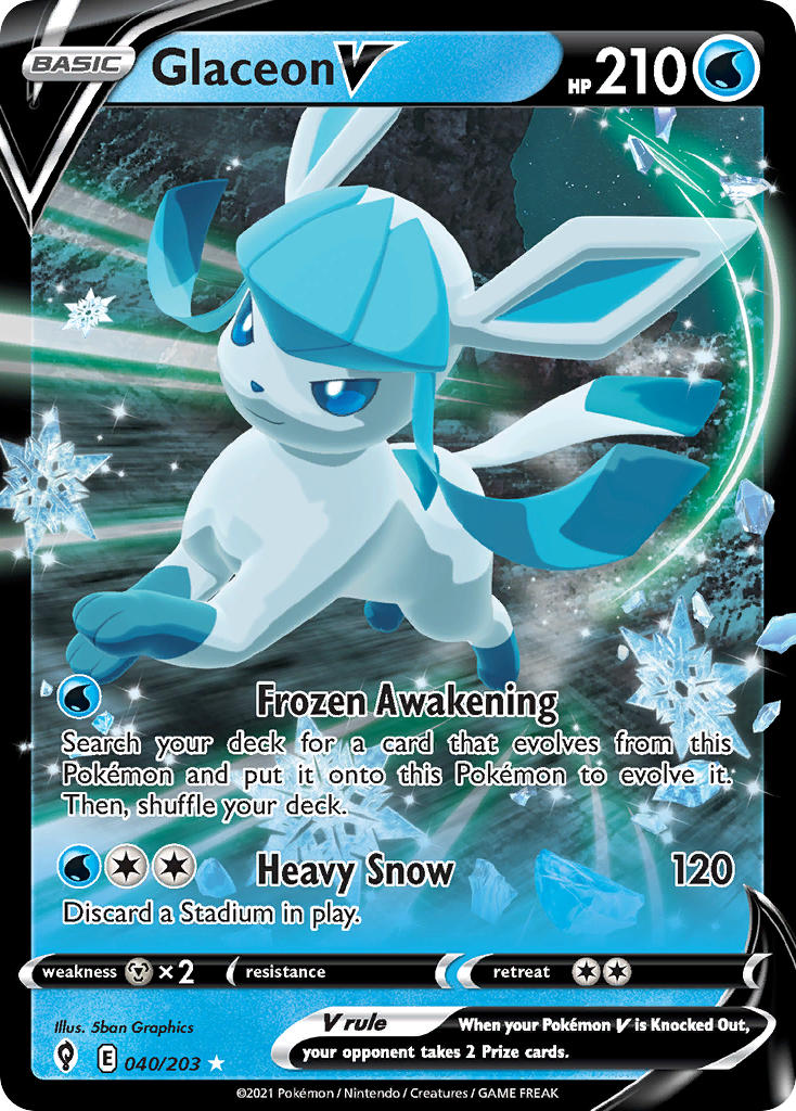 Glaceon V 040/203 - POKEMON SWORD & SHIELD: EVOLVING SKIES