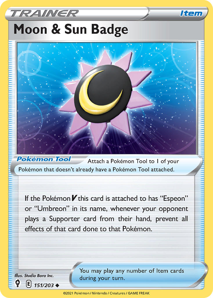 Moon & Sun Badge 151/203 - POKEMON SWORD & SHIELD: EVOLVING SKIES