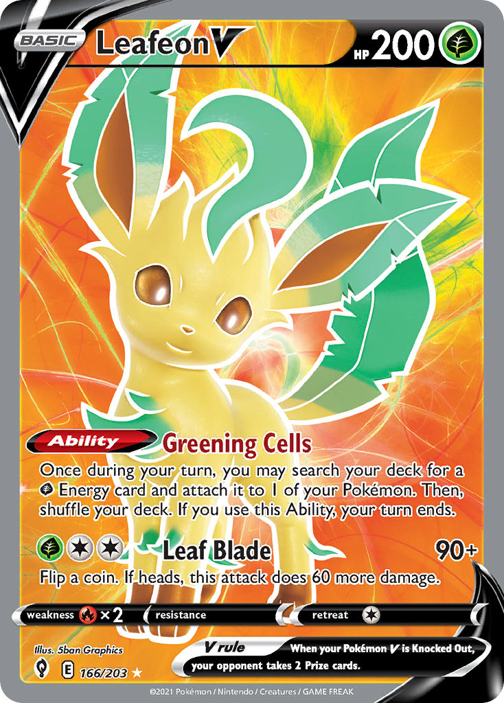Leafeon V 166/203 - POKEMON SWORD & SHIELD: EVOLVING SKIES