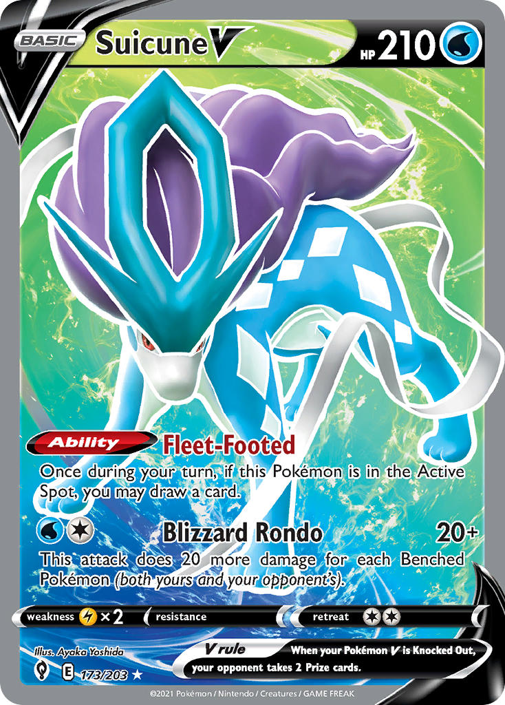 Suicune V 173/203 - POKEMON SWORD & SHIELD: EVOLVING SKIES