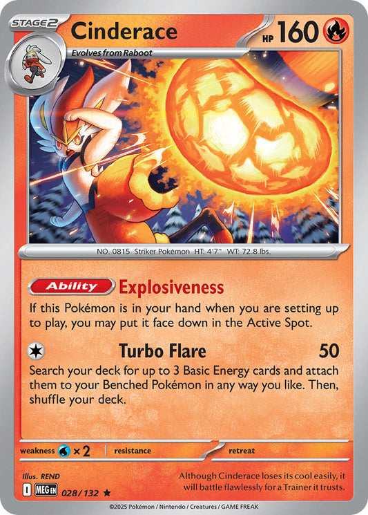 028/132 Cinderace - MEGA EVOLUTION: BASE SET - Pokemon Single Card