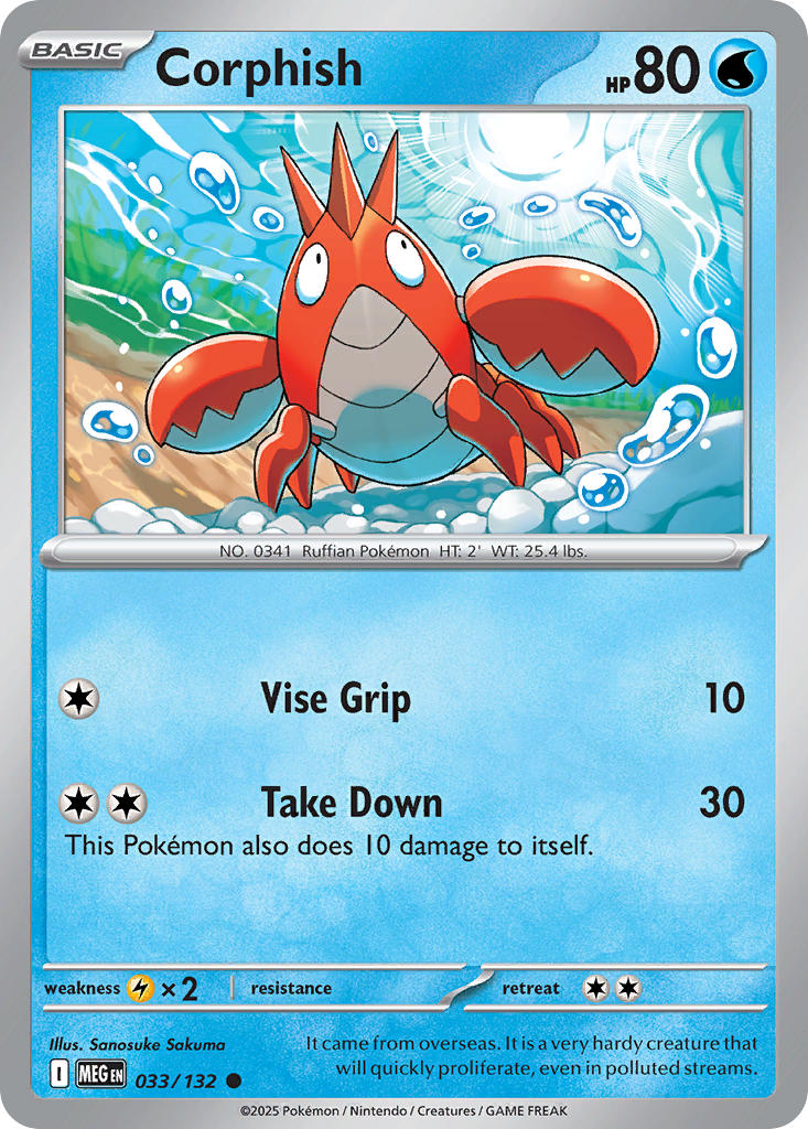 033/132 Corphish - MEGA EVOLUTION: BASE SET - Pokemon Single Card