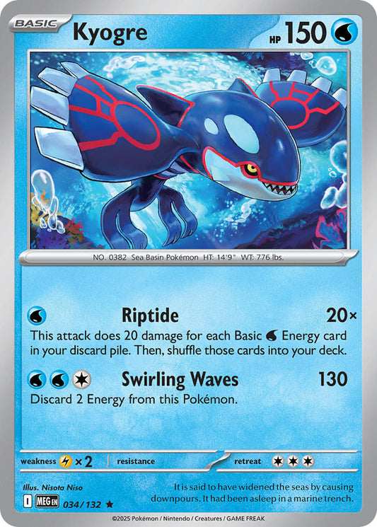 034/132 Kyogre - MEGA EVOLUTION: BASE SET - Pokemon Single Card