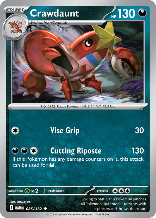 085/132 Crawdaunt - MEGA EVOLUTION: BASE SET - Pokemon Single Card
