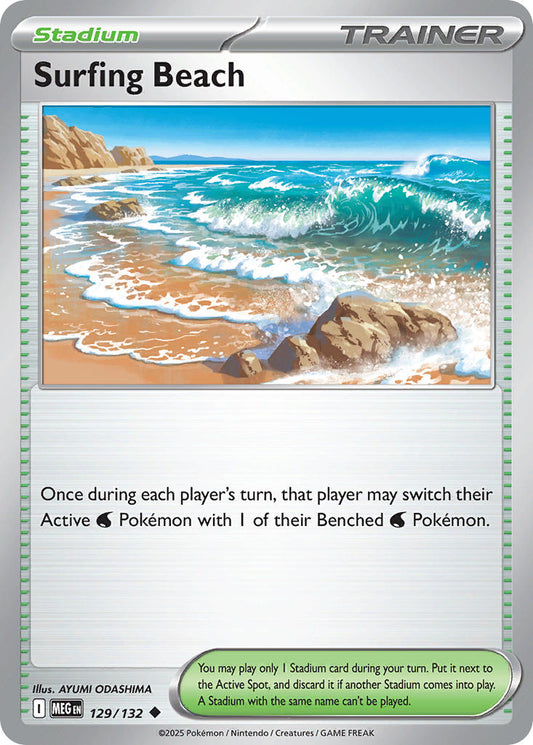 129/132 Surfing Beach - MEGA EVOLUTION: BASE SET - Pokemon Single Card