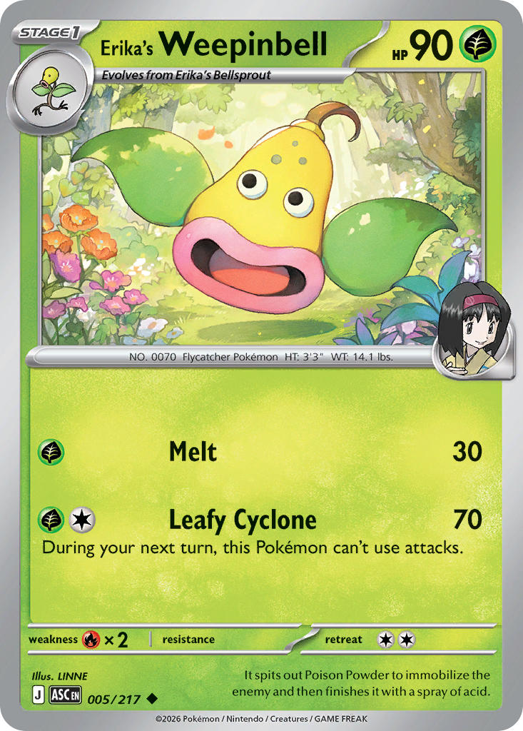Erika's Weepinbell 005/217 - POKEMON MEGA EVOLUTION: ASCENDED HEROES