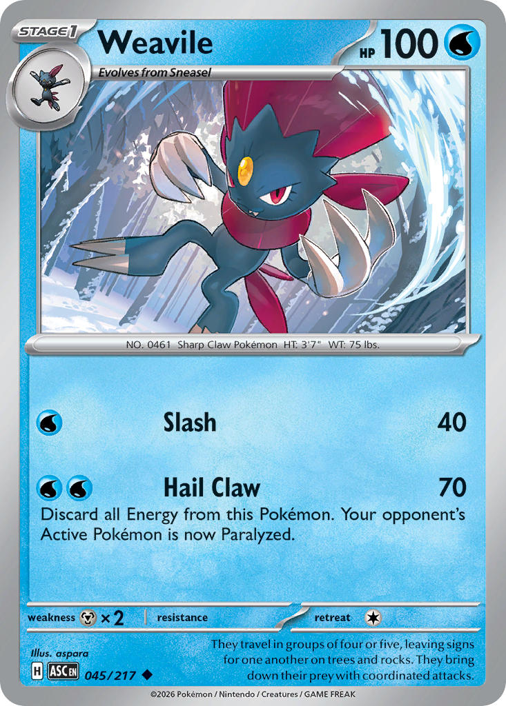 Weavile 045/217 - POKEMON MEGA EVOLUTION: ASCENDED HEROES