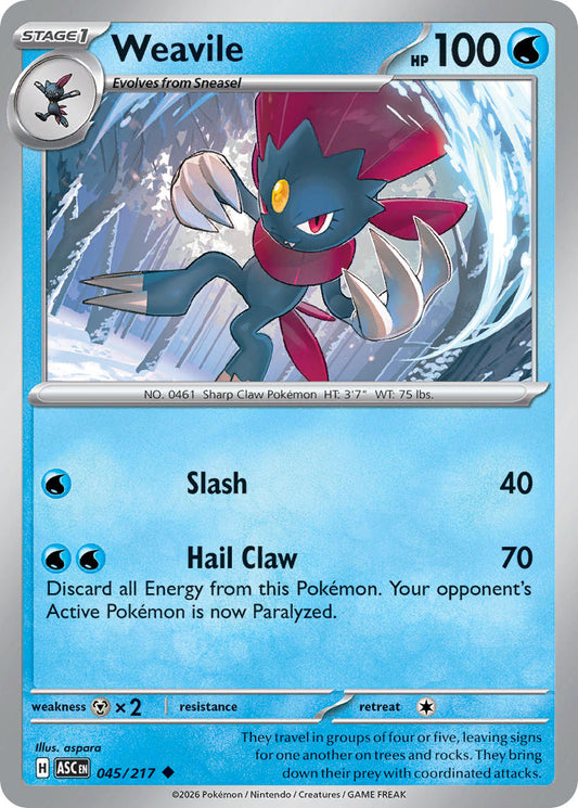 Weavile 045/217 - POKEMON MEGA EVOLUTION: ASCENDED HEROES