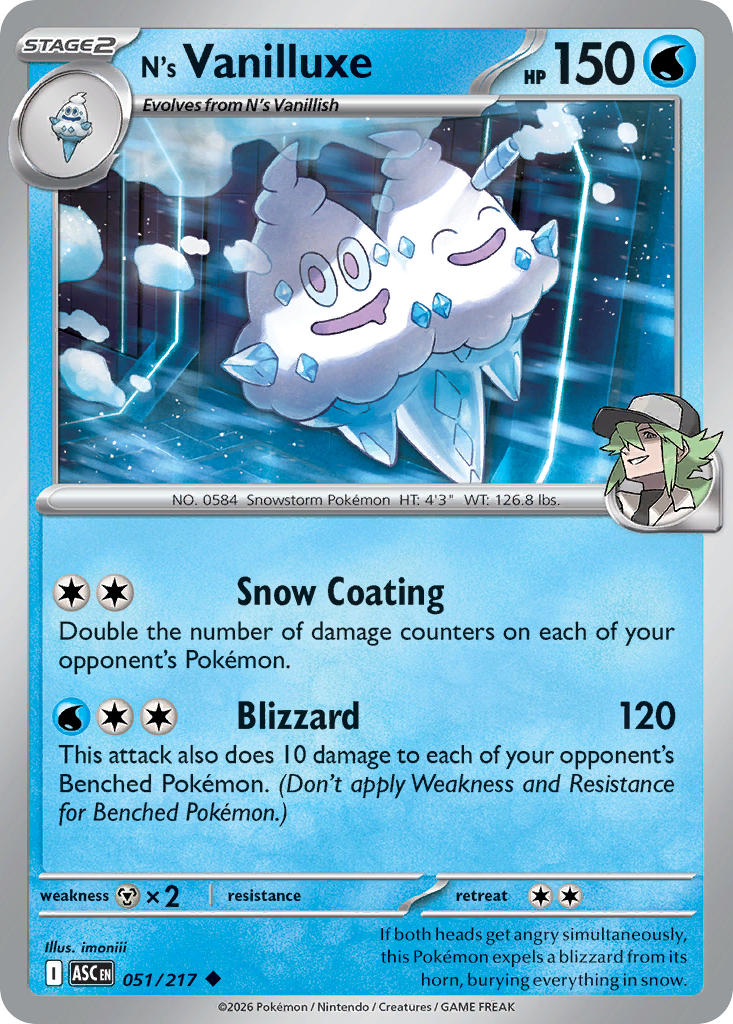 N's Vanilluxe 051/217 - POKEMON MEGA EVOLUTION: ASCENDED HEROES