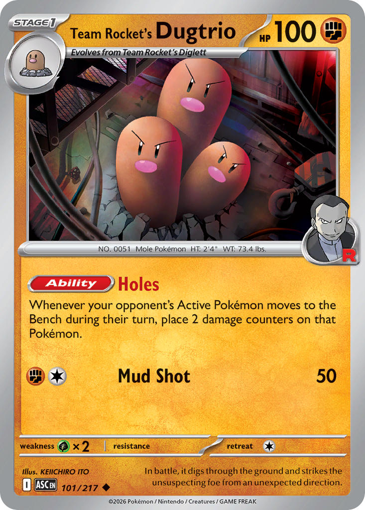 Team Rocket's Dugtrio 101/217 - POKEMON MEGA EVOLUTION: ASCENDED HEROES