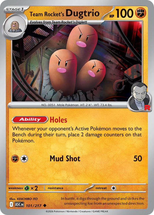 Team Rocket's Dugtrio 101/217 - POKEMON MEGA EVOLUTION: ASCENDED HEROES