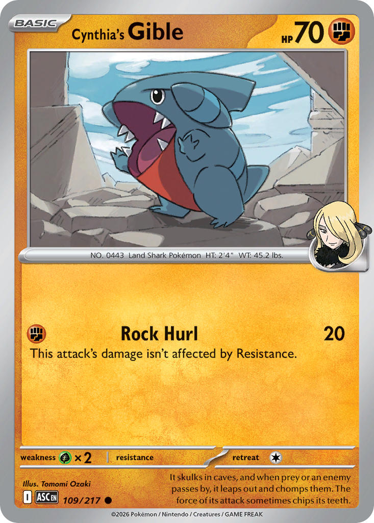 Cynthia's Gible 109/217 - POKEMON MEGA EVOLUTION: ASCENDED HEROES