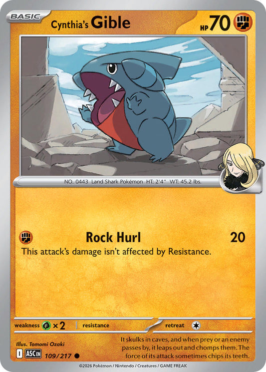 Cynthia's Gible 109/217 - POKEMON MEGA EVOLUTION: ASCENDED HEROES