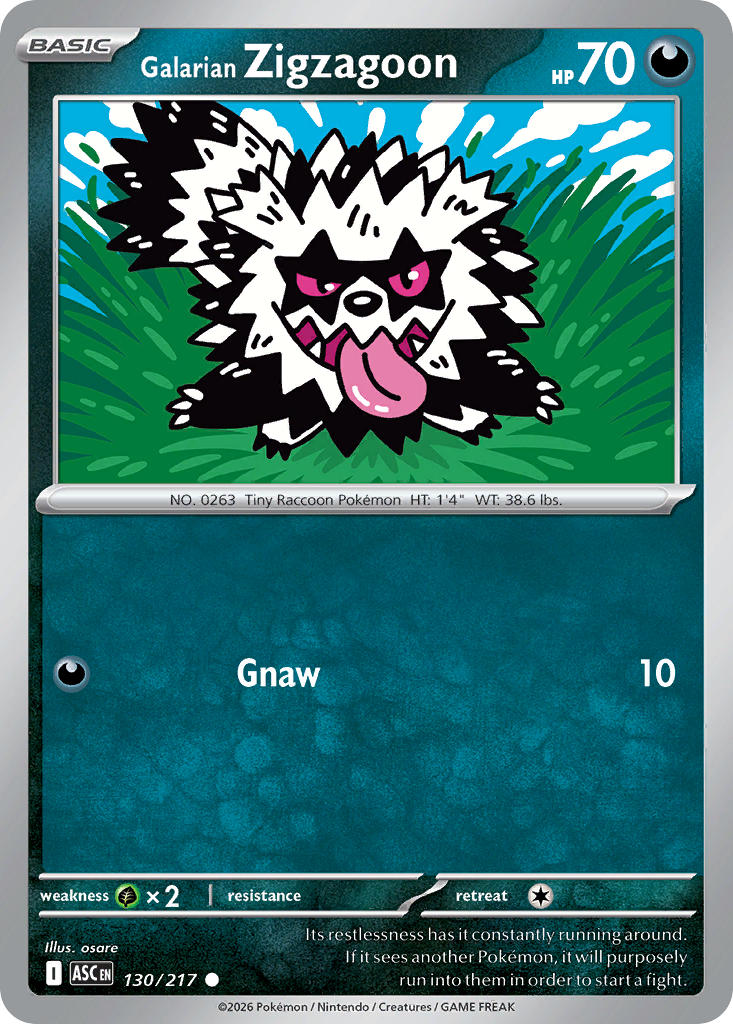 Galarian Zigzagoon 130/217 - POKEMON MEGA EVOLUTION: ASCENDED HEROES