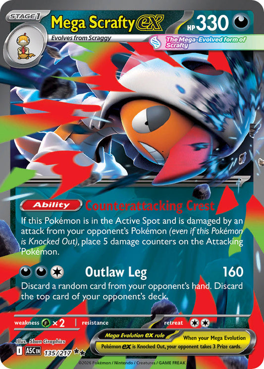 Mega Scrafty ex 135/217 - POKEMON MEGA EVOLUTION: ASCENDED HEROES