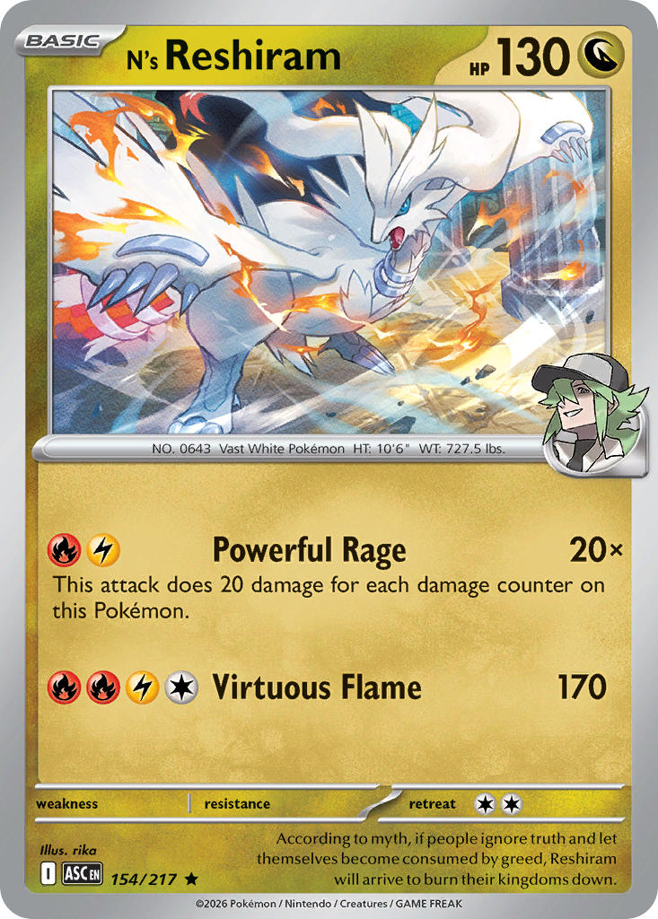 N's Reshiram 154/217 - POKEMON MEGA EVOLUTION: ASCENDED HEROES