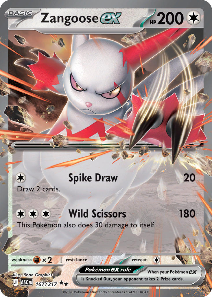 Zangoose ex 167/217 - POKEMON MEGA EVOLUTION: ASCENDED HEROES