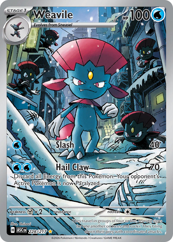 Weavile 228/217 - POKEMON MEGA EVOLUTION: ASCENDED HEROES
