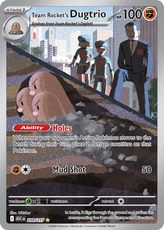 Team Rocket's Dugtrio 239/217 - POKEMON MEGA EVOLUTION: ASCENDED HEROES - Pokemon Single Card