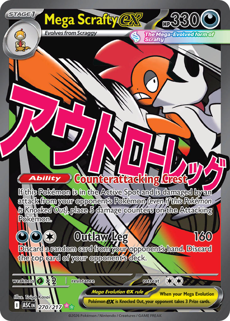 Mega Scrafty ex 270/217 - POKEMON MEGA EVOLUTION: ASCENDED HEROES