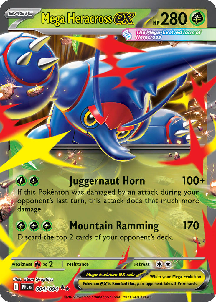 Mega Heracross ex 004/094 - POKEMON MEGA EVOLUTION: PHANTASMAL FLAMES - Pokemon Single Card