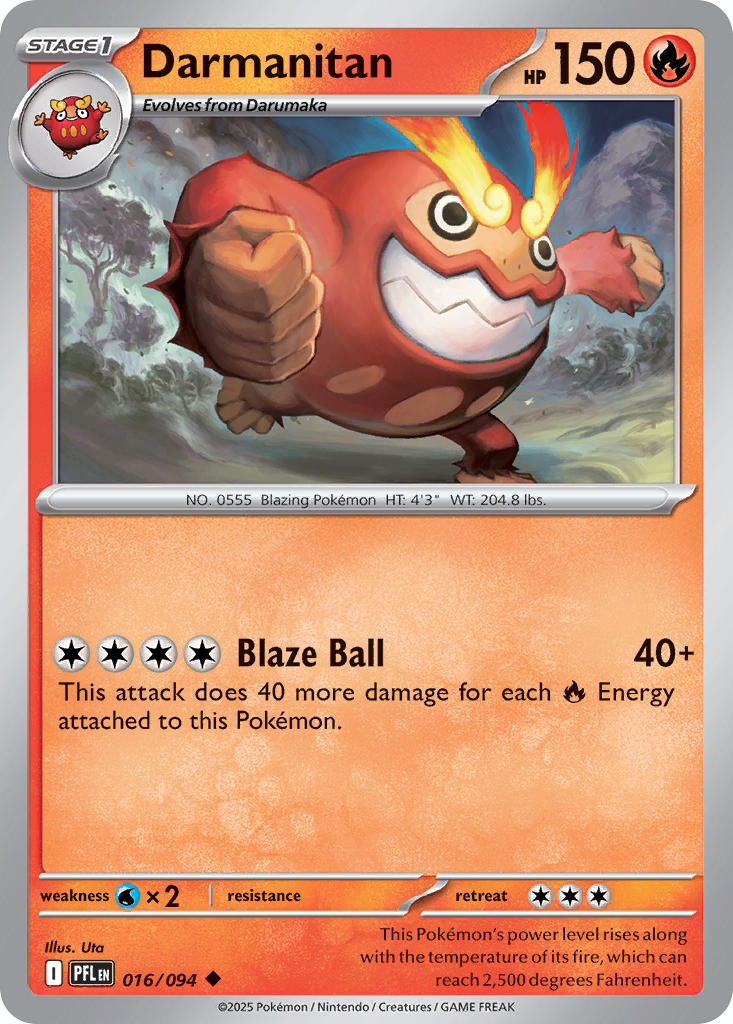 Darmanitan 016/094 - POKEMON MEGA EVOLUTION: PHANTASMAL FLAMES - Pokemon Single Card