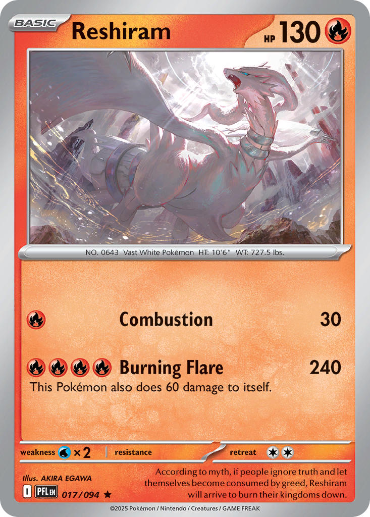 Reshiram 017/094 - POKEMON MEGA EVOLUTION: PHANTASMAL FLAMES - Pokemon Single Card