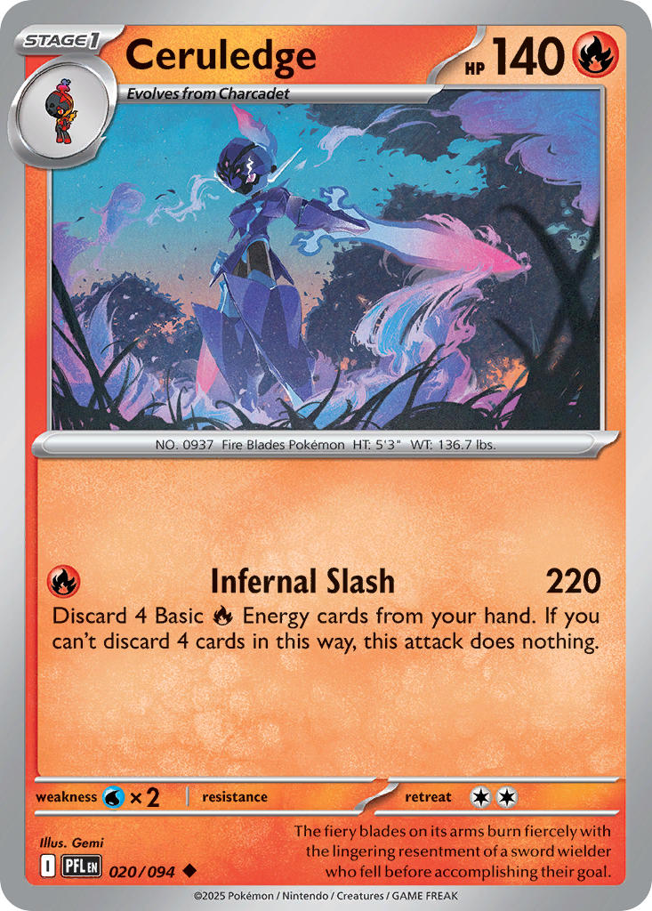 Ceruledge 020/094 - POKEMON MEGA EVOLUTION: PHANTASMAL FLAMES - Pokemon Single Card