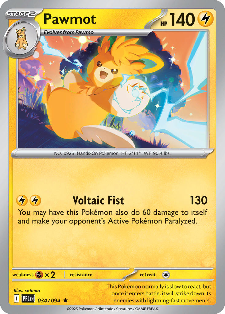Pawmot 034/094 - POKEMON MEGA EVOLUTION: PHANTASMAL FLAMES - Pokemon Single Card